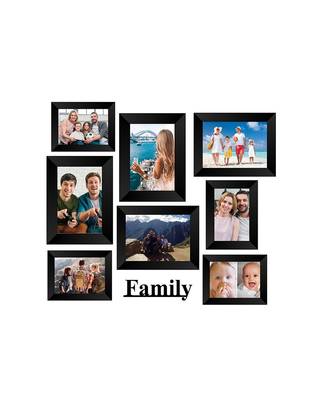 India Memory Wall Collage Photo Frame  Set of 8 Photo Frames for 4 Photos of 46, 4 Photos of 57, 1 Piece of FAMILY 1