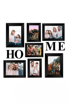 India Memory Wall Collage Photo Frame  Set of 7 Photo Frames for 3 Photos of 46, 4 Photos of 57, 1 Piece of HOME