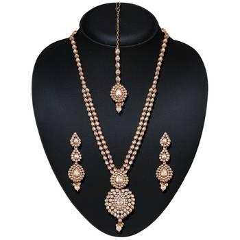 Classy Gold Plated Australian Diamond Stone  Necklace Set 2