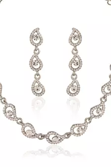 Stylish Rhodium Plated Australian Diamond Stone  Necklace Set