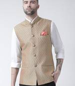 Pink printed blended cotton nehru-jacket