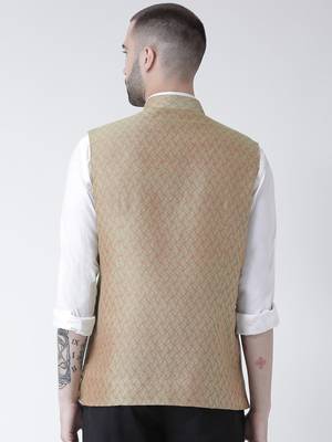 Pink printed blended cotton nehru-jacket 3