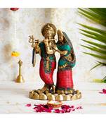 eCraftIndia Colorful Radha Krishna Handcrafted Brass Idol with Stone Work