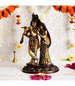 eCraftIndia Antique Finish Radha Krishna Handcrafted Brass Idol Pair