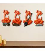 eCraftIndia Set of 4 Musician Lord Ganesha Handcrafted Iron Wall Hangings