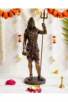 eCraftIndia Lord Shiva Standing With Trishul in Hand Cold Cast Bronze Resin Idol