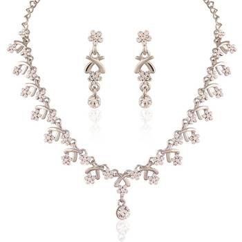 Alluring Rhodium Plated Australian Diamond Stone  Necklace Set 1
