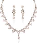 Alluring Rhodium Plated Australian Diamond Stone  Necklace Set