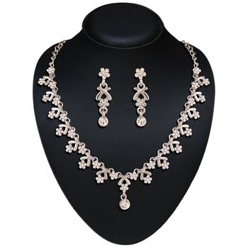 Alluring Rhodium Plated Australian Diamond Stone  Necklace Set 2