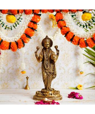 eCraftIndia Goddess Laxmi Handcrafted Brass Idol 1