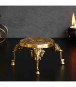eCraftIndia Decorative Brass Stool with Elephant Design Legs