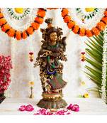 eCraftIndia Goddess Radha Handcrafted Brass Idol with Stone Work - 25.59 Inch Height