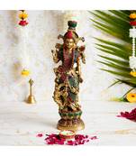 eCraftIndia Goddess Radha Handcrafted Brass Idol with Stone Work - 13.77 Inch Height