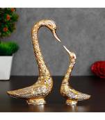 eCraftIndia Loving Golden Swan Couple Metal Handcrafted Decorative Figurine