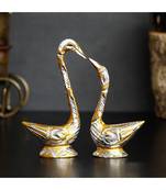 eCraftIndia Loving Golden Swan Couple Metal Handcrafted Decorative Figurine