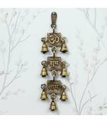 eCraftIndia Om Shubh Labh Brass Wall Hanging Bells