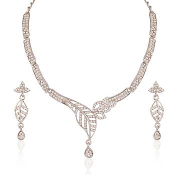Marvellous Rhodium Plated Australian Diamond Stone  Necklace Set 1