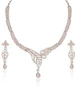 Marvellous Rhodium Plated Australian Diamond Stone  Necklace Set