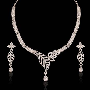 Marvellous Rhodium Plated Australian Diamond Stone  Necklace Set 3