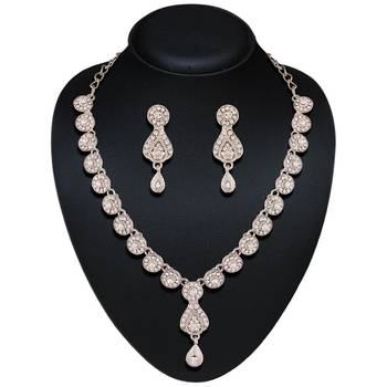 Eye Catchy Rhodium Plated Australian Diamond Stone  Necklace Set 2
