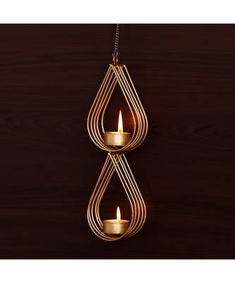 eCraftIndia Decorative Handcrafted Metal Hanging Tea Light Holder for 2 Tea Lights 1