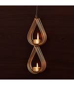eCraftIndia Decorative Handcrafted Metal Hanging Tea Light Holder for 2 Tea Lights