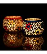 eCraftIndia Set of 2 Mosaic Glass Decorative Tea Light Holder