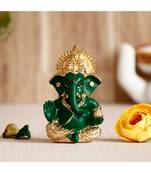eCraftIndia Gold Plated Green Siddhivinayak Ganesha Idol for Home/Temple/Office/Car Dashboard