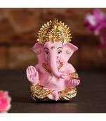 eCraftIndia Gold Plated Pink Siddhivinayak Ganesha Idol for Home/Temple/Office/Car Dashboard