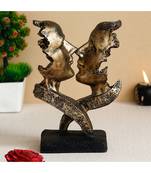 eCraftIndia Antique Finish Half Face Woman and Man Kissing Each Other Handcrafted Decorative Polyresin Showpiece