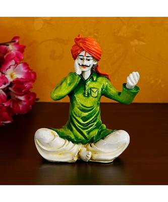 eCraftIndia Colorful Singing Rajasthani Man Handcrafted Decorative Polyresin Showpiece 1