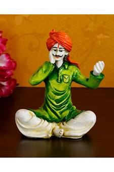 eCraftIndia Colorful Singing Rajasthani Man Handcrafted Decorative Polyresin Showpiece