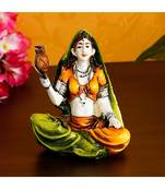 eCraftIndia Colorful Rajasthani Lady Playing Musical Instrument Handcrafted Decorative Polyresin Showpiece