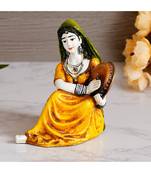 eCraftIndia Colorful Rajasthani Lady Playing Musical Instrument Handcrafted Decorative Polyresin Showpiece