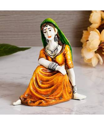 eCraftIndia Resting Rajasthani Lady Handcrafted Decorative Polyresin Showpiece 1