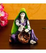 eCraftIndia Rajasthani Lady Creating Craft Product Handcrafted Decorative Polyresin Showpiece