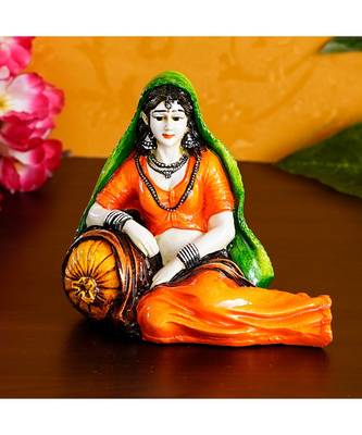 eCraftIndia Resting Rajasthani Lady Handcrafted Decorative Polyresin Showpiece 1