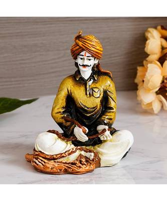 eCraftIndia Colorful Rajasthani Working Man Handcrafted Decorative Polyresin Showpiece 1