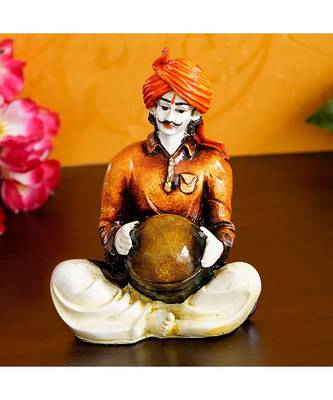 eCraftIndia Colorful Rajasthani Man Handcrafted Decorative Polyresin Showpiece 1