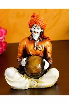 eCraftIndia Colorful Rajasthani Man Handcrafted Decorative Polyresin Showpiece