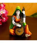 eCraftIndia Colorful Rajasthani Lady Playing Sitar Handcrafted Decorative Polyresin Showpiece