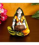 eCraftIndia Colorful Rajasthani Lady Playing Dholak Handcrafted Decorative Polyresin Showpiece