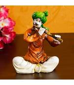 eCraftIndia Colorful Rajasthani Man Playing Flute Handcrafted Decorative Polyresin Showpiece