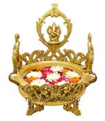 eCraftIndia Brass Elephant Design Lord Ganesha Premium Urli