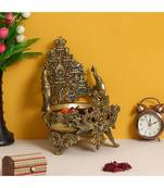 eCraftIndia Decorative Premium Brass Urli with 2 Elephants