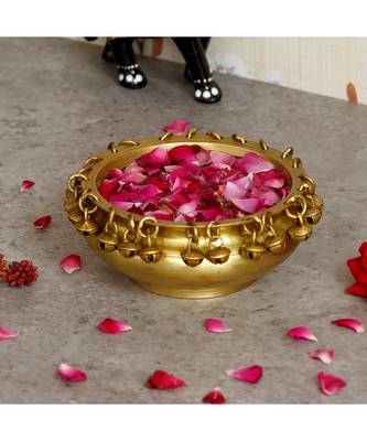 eCraftIndia Handcrafted Brass Designer Urli With Bells 1