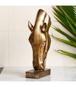 eCraftIndia Golden Antique Finish Elegant Horse Face Handcrafted Polyresin Decorative Showpiece