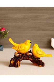 eCraftIndia Yellow Birds on Tree Branch Handcrafted Polyresin Decorative Showpiece