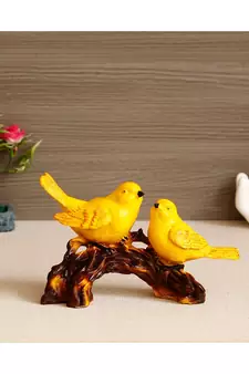 eCraftIndia Yellow Birds on Tree Branch Handcrafted Polyresin Decorative Showpiece
