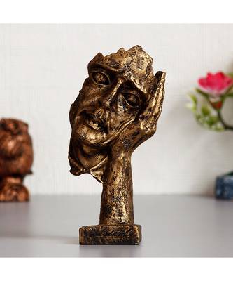 eCraftIndia Antique Finish Thinking Man Face Handcrafted Polyresin Showpiece 1